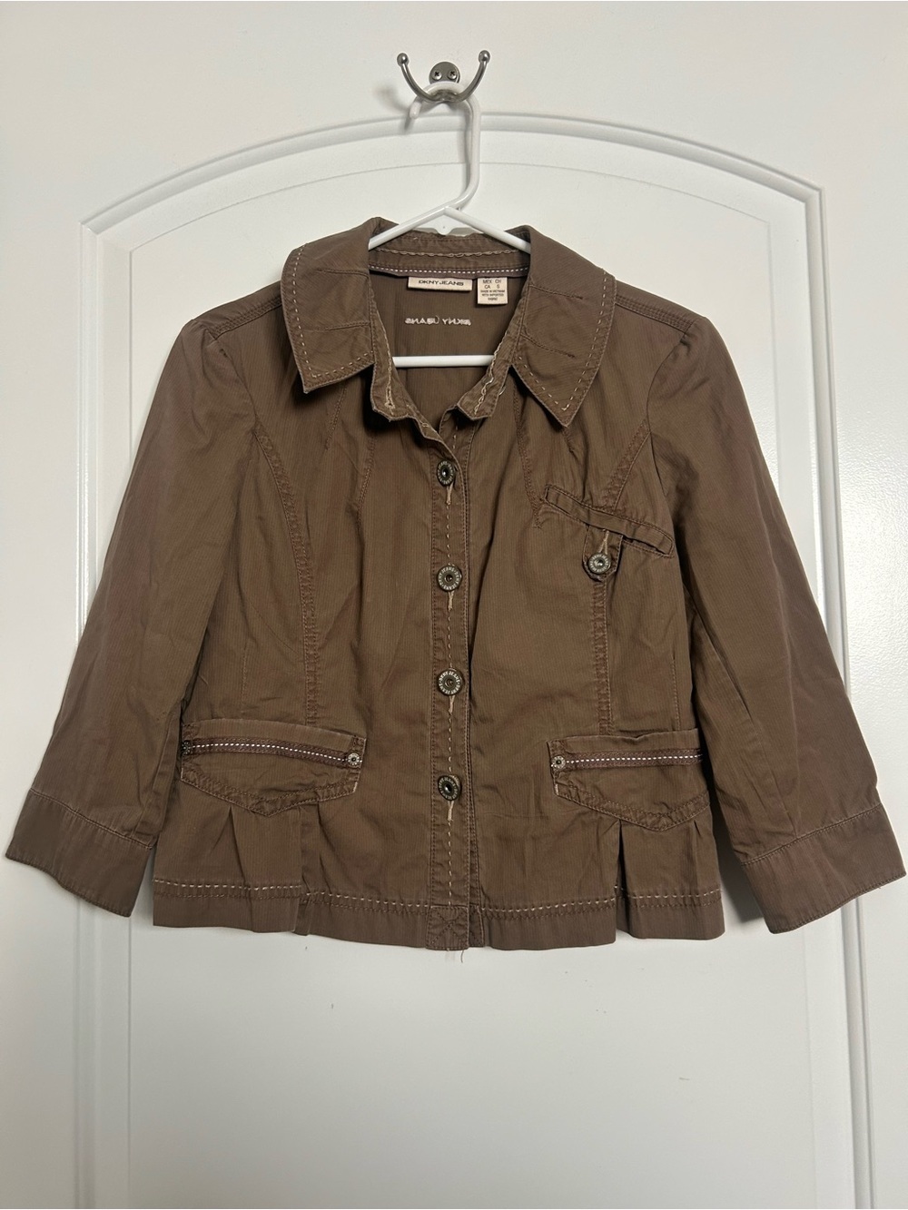 90s vintage y2k DKNY Jeans Button-Front Cotton Chore Jacket Size S cottagecore